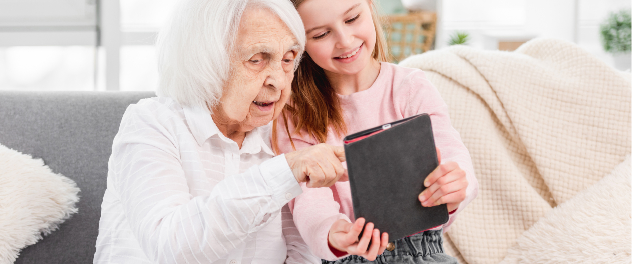 Older person participating in reminiscence therapy activity