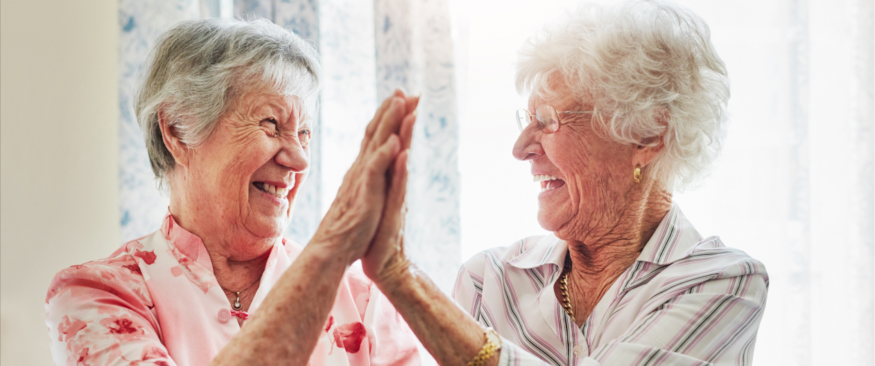 Elderly women reminiscing about their past