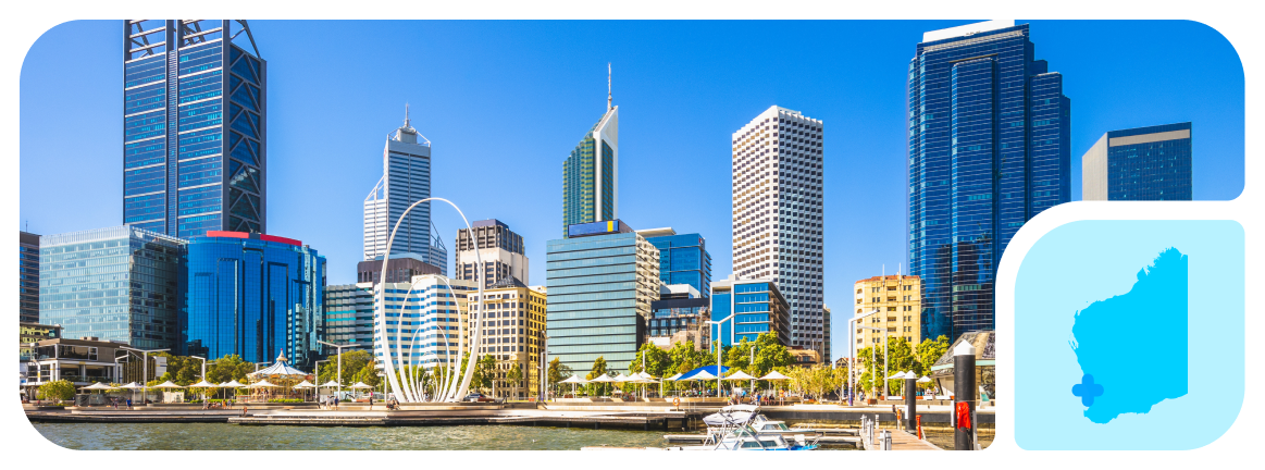 A sunny panoramic of downtown Perth, where The CareSide provides the best home care in Western Australia.