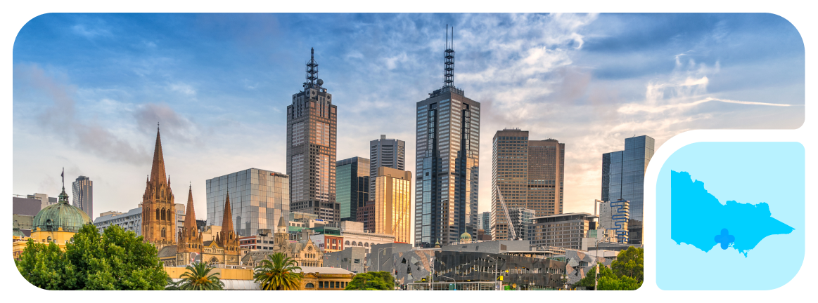 A sunny panoramic of downtown Melbourne, where The CareSide provides the best home care in Victoria.