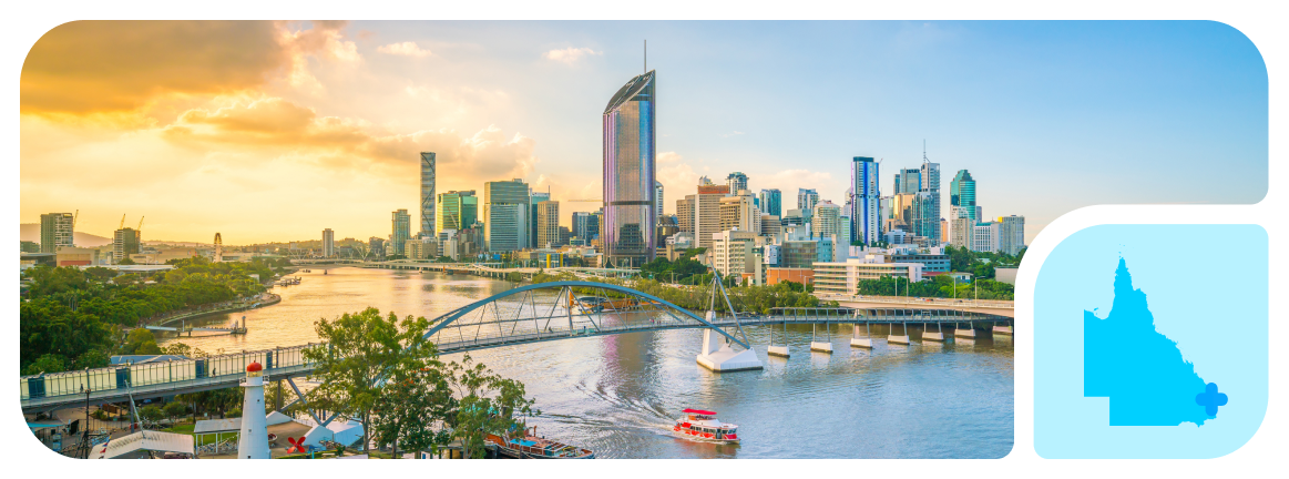 The sun sets over downtown Brisbane, where The CareSide delivers the best home care services in Queensland.