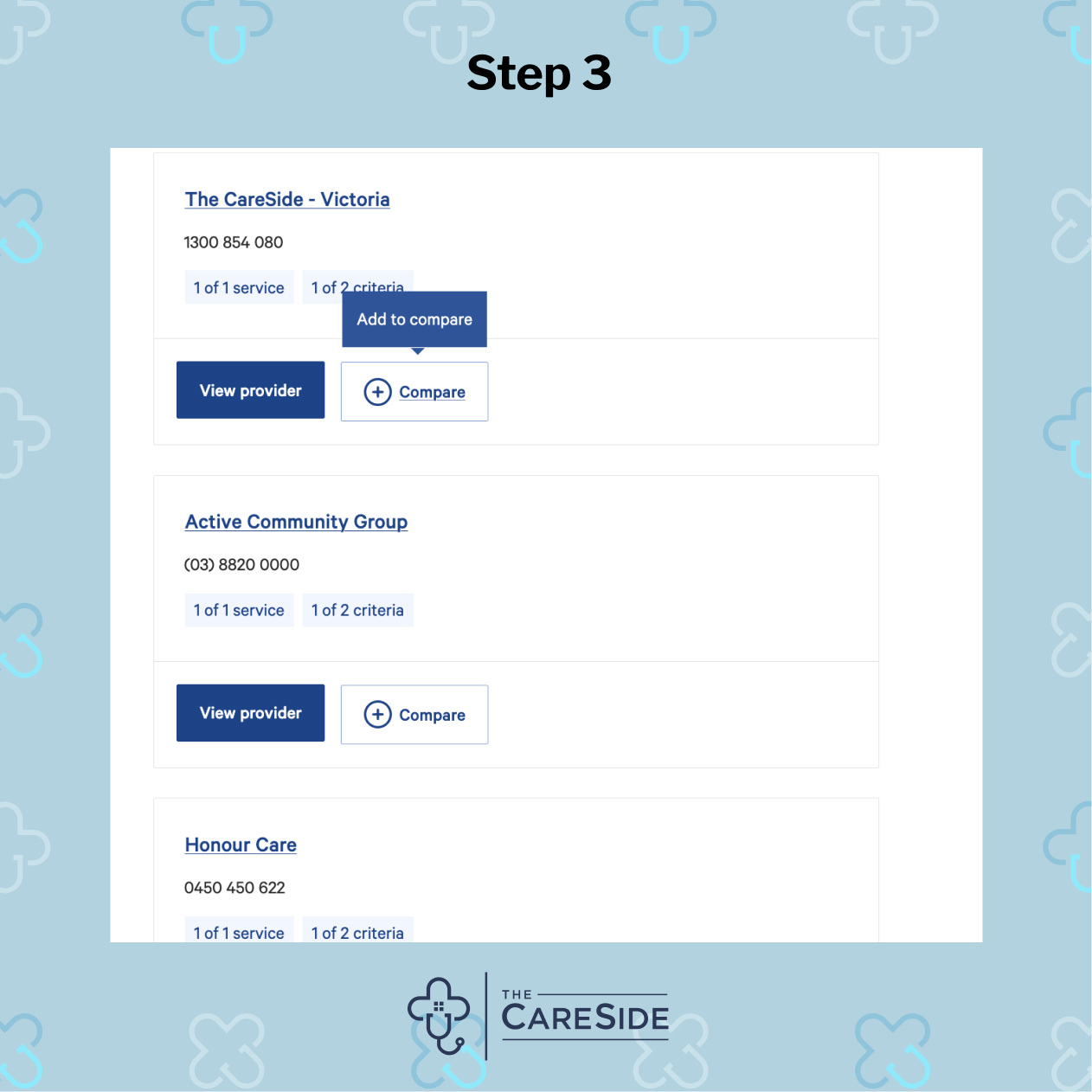 Comparing home care package providers on My Aged Care