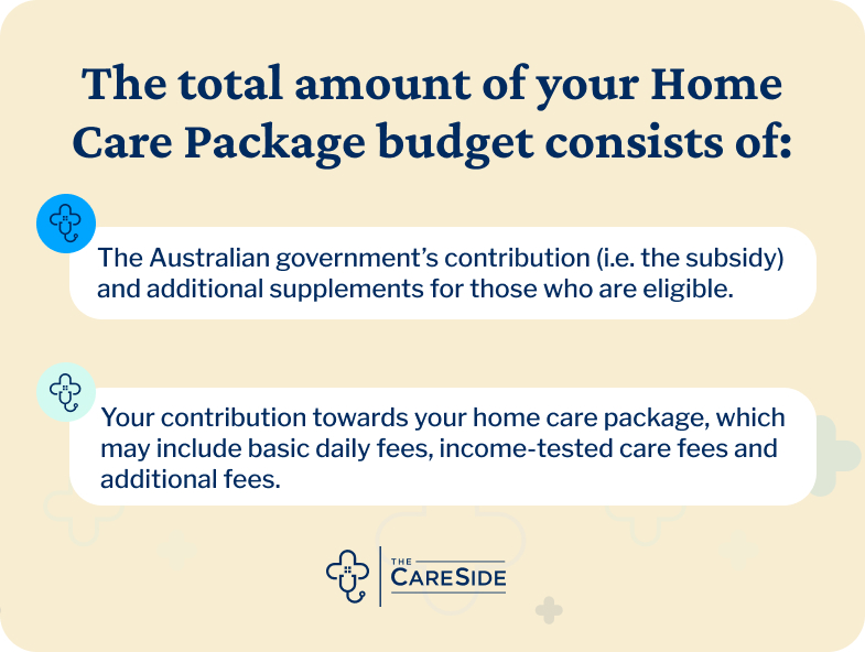 Your home care budget consists of the government subsidy plus your own contributions. 