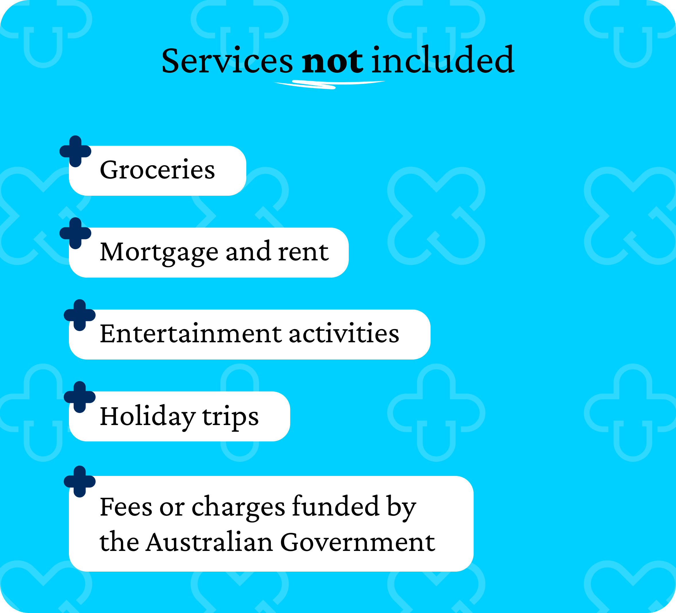 Home care package funds cannot be used for certain things, such as entertainment activities and holiday trips.