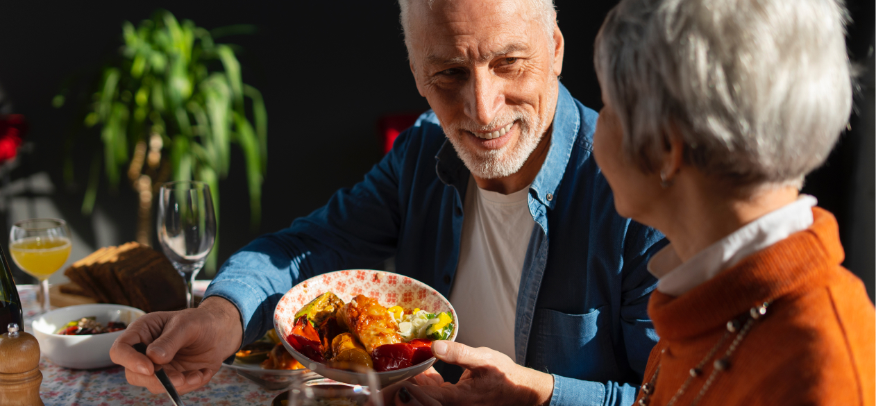 Man with arthritis eating a nutritious meal