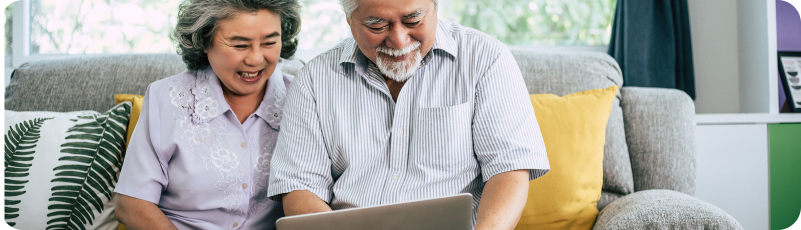 Woman and man using My Aged Care website to research home care options