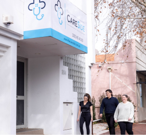 Exterior photo of The CareSide office as people enter the building.