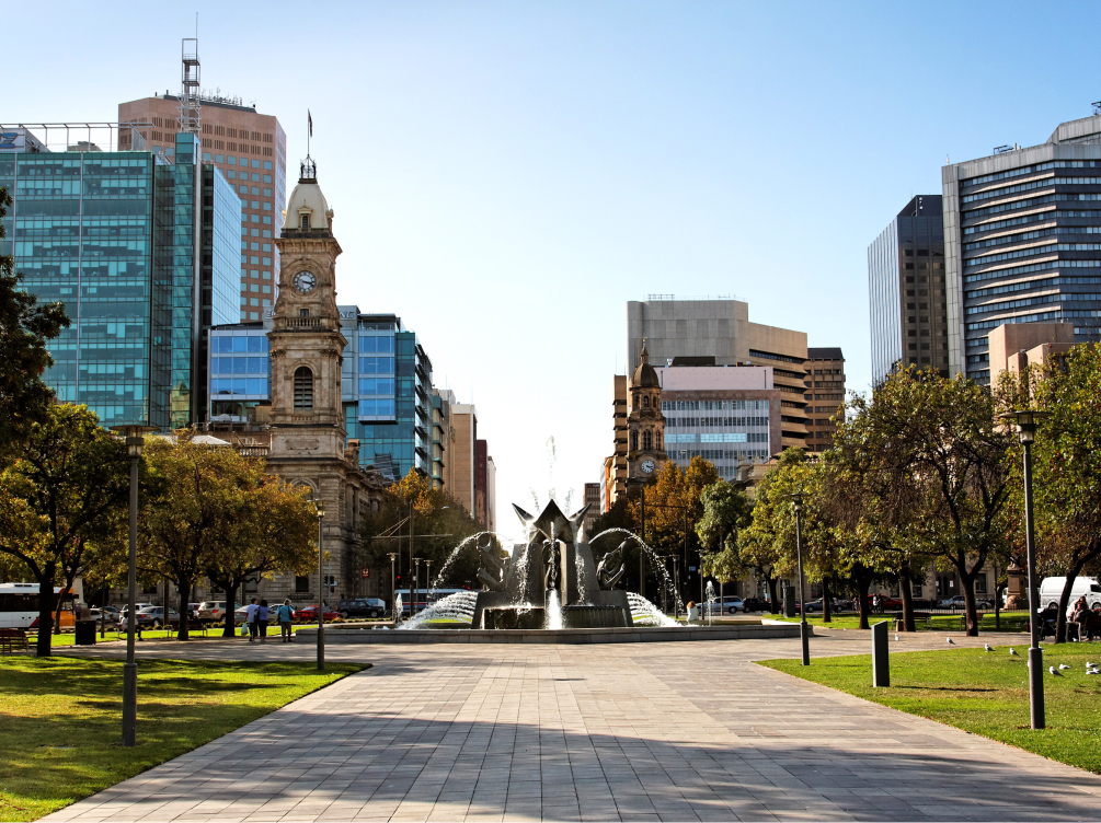 Three Rivers Fountain in Victoria Square in Adelaide, SA. Explore The CareSide's aged care jobs in Adelaide.