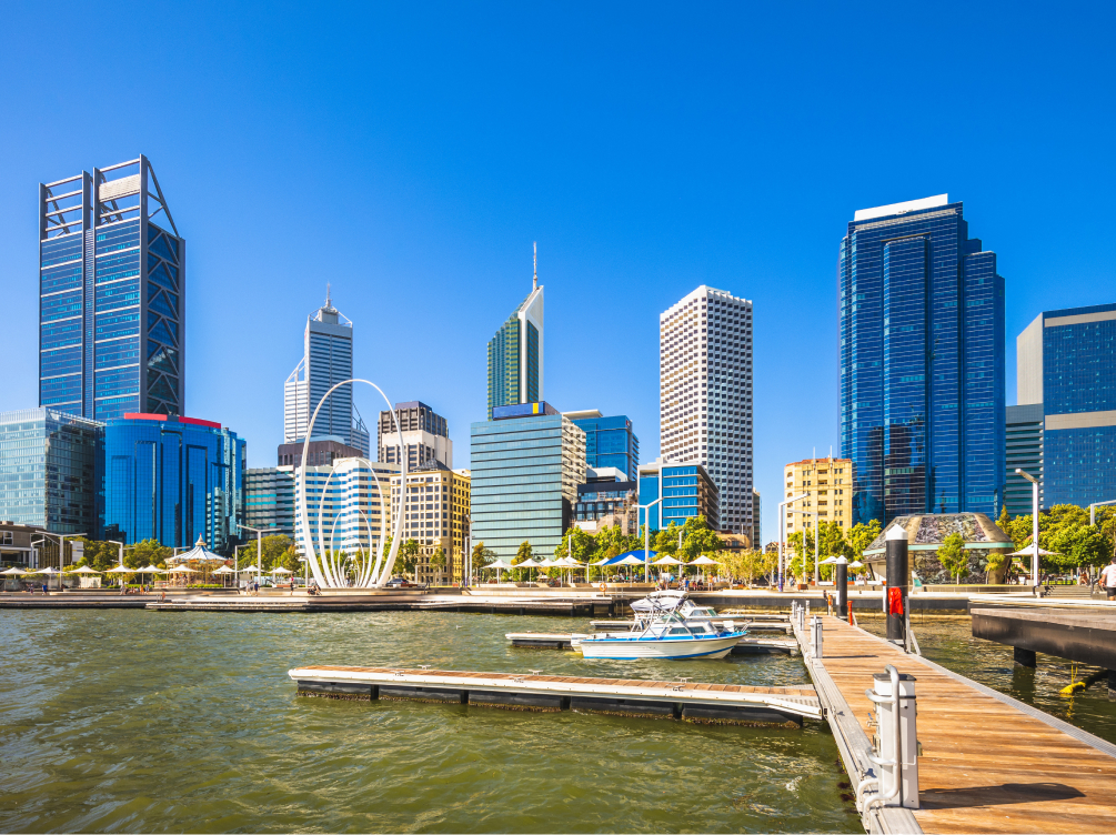 A photo of Perth, Western Australia on a sunny day. Explore The CareSide's aged care jobs in Perth.