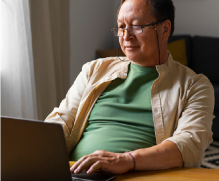 Man reading about self management options for disability services